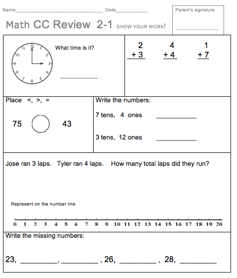 How are math homework assignments presented?