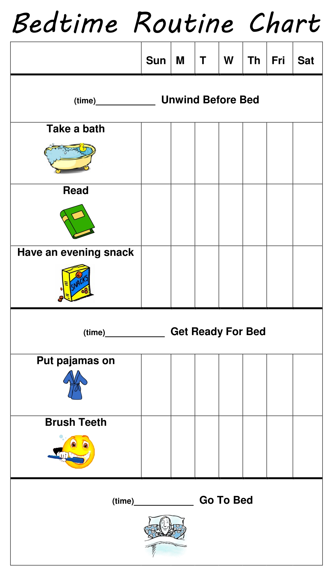 9 Best Images of Kids Bedtime Routine Chart Printable Bedtime Routine