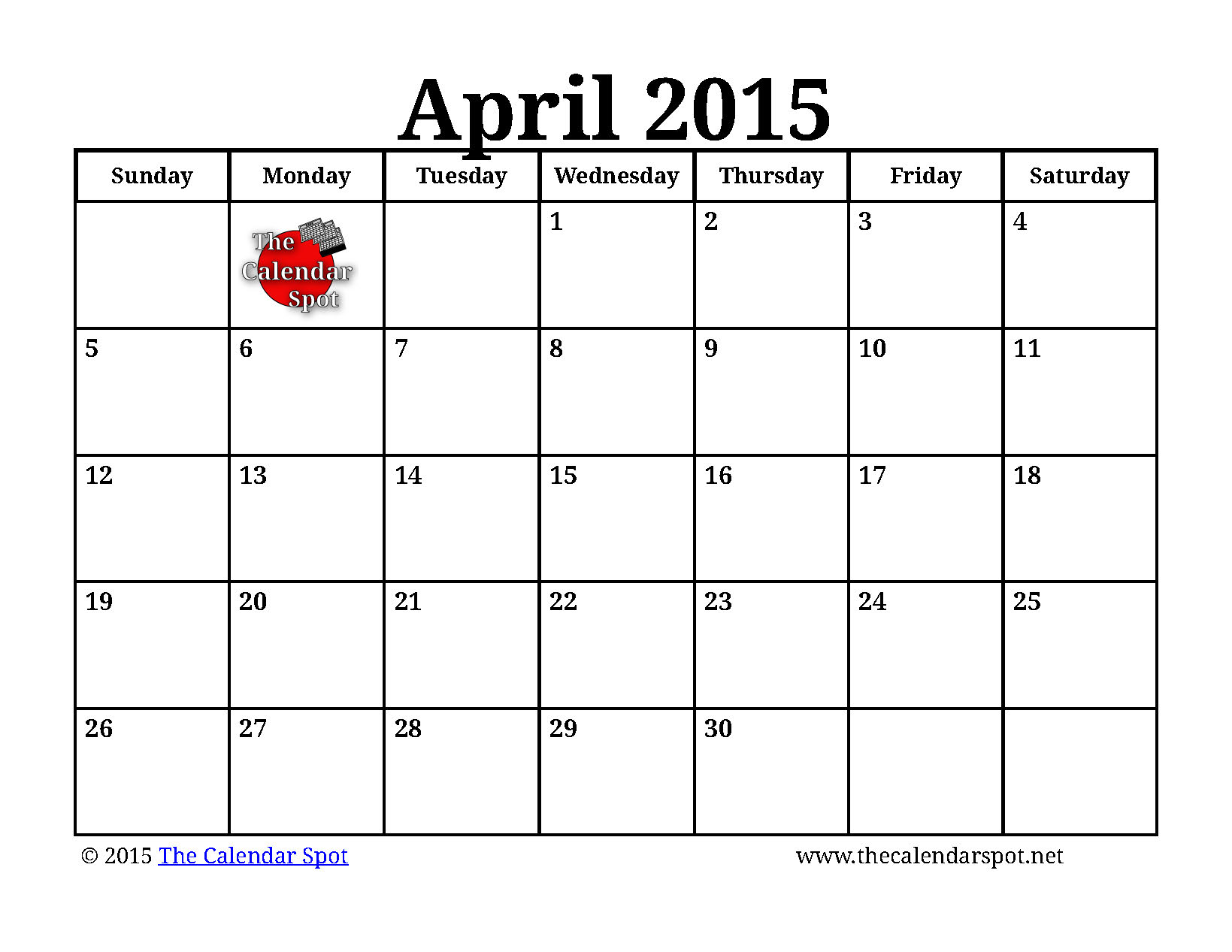 Gallery For April 2015 Calendar