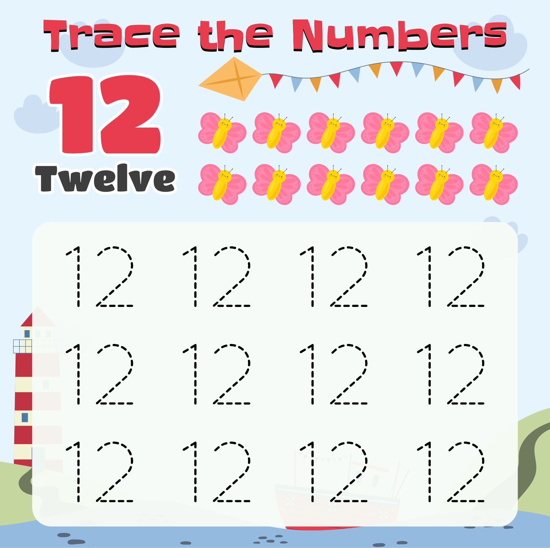 4 Best Images Of 12 Free Printable Number Worksheets Number Tracing Worksheets Preschool 