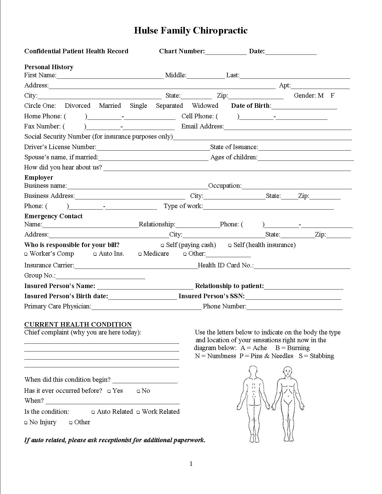 5 Best Images Of Printable Chiropractic Forms Chiropractic New 