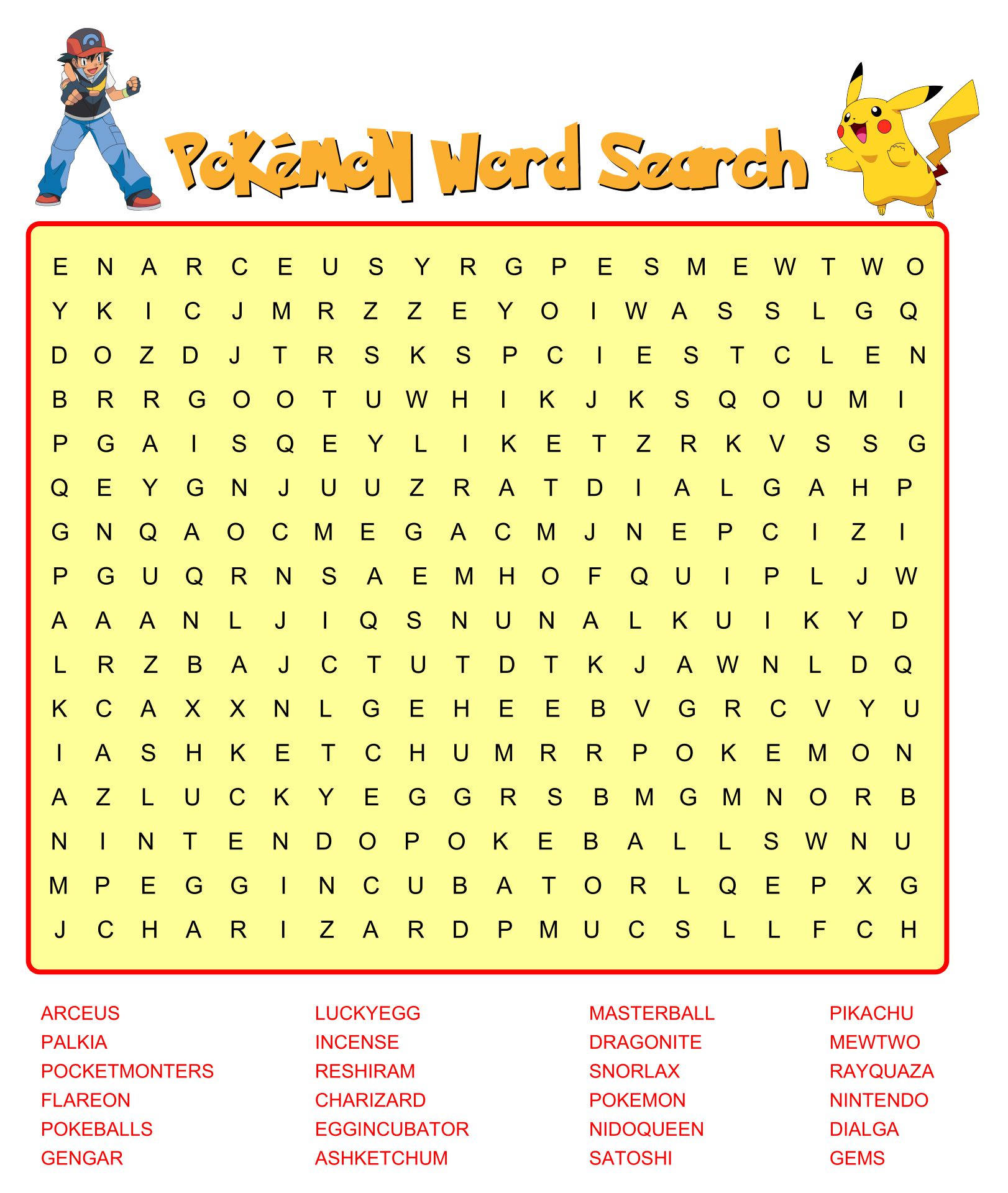 5 Best Images of Pokemon Word Search Puzzles Printable Printable Word