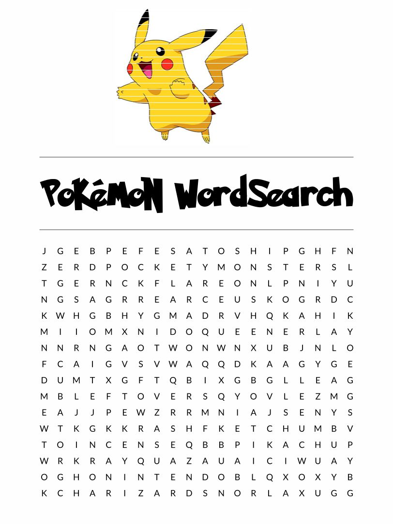 5 Best Images Of Pokemon Word Search Puzzles Printable Printable Word