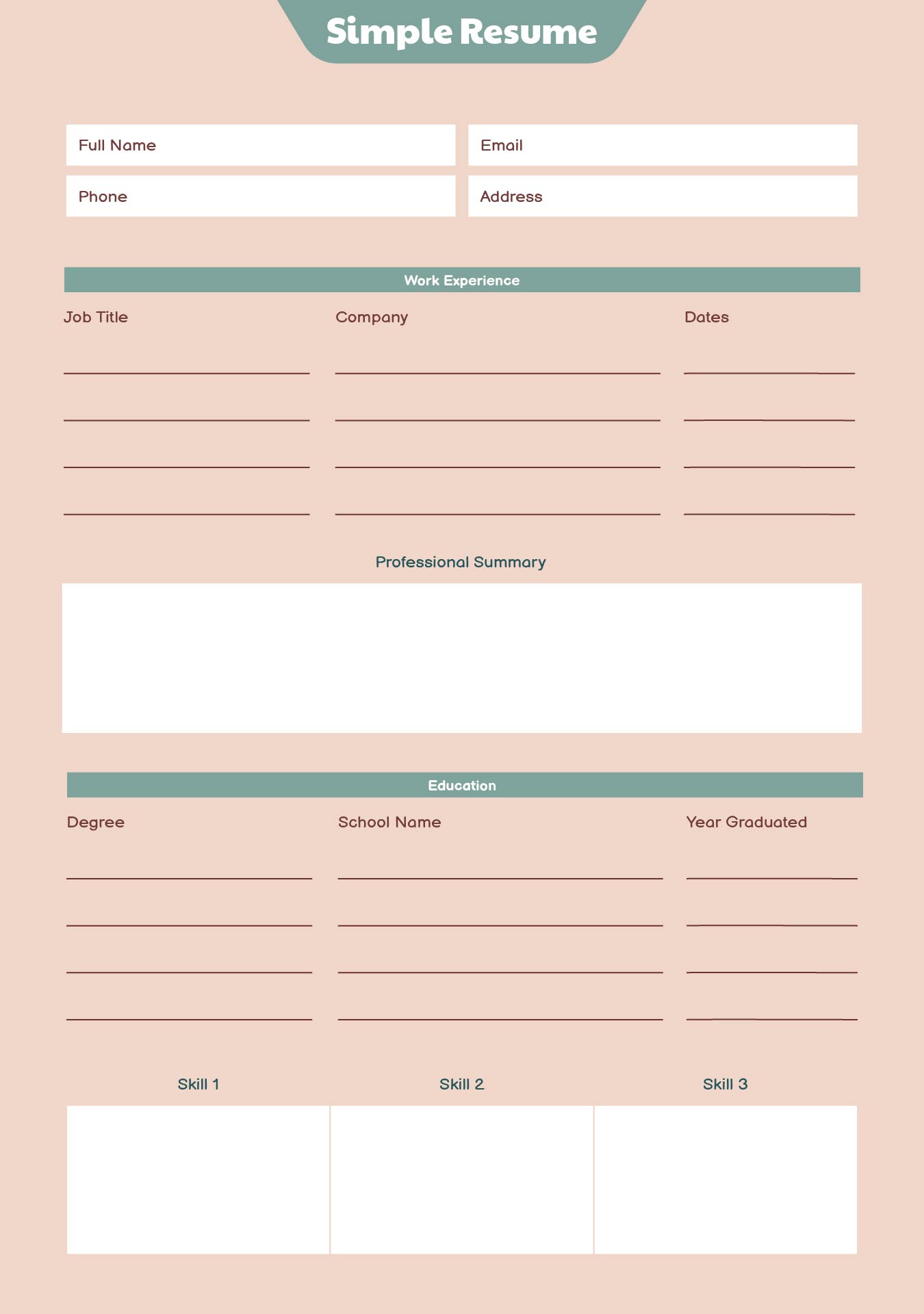  Free Printable Fill In The Blank Resume Templates Free Printable Riset