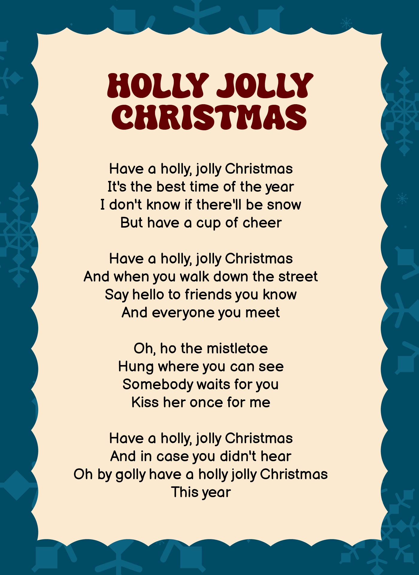 Printable Christmas Lyrics