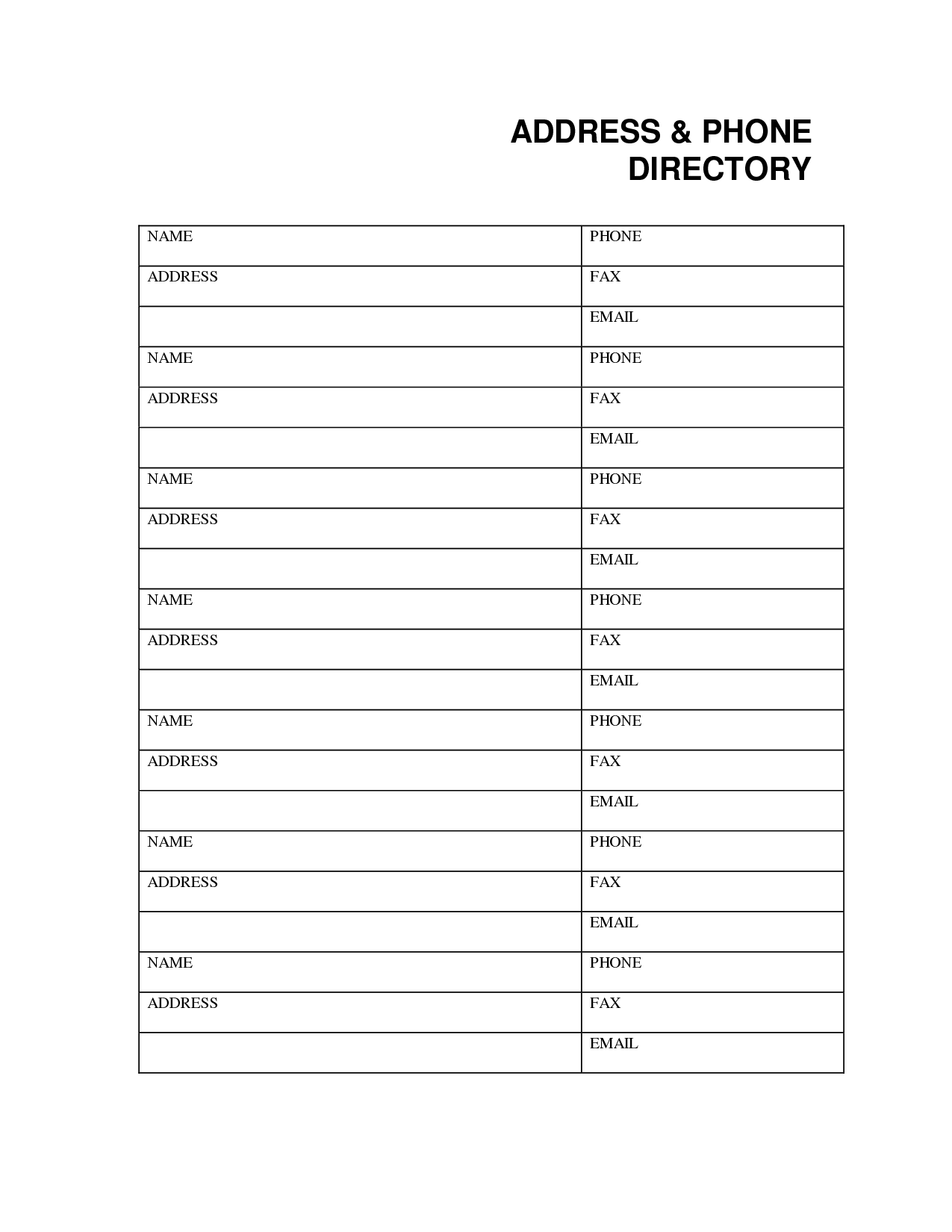 Free Printable Phone Directory Template Printable Templates