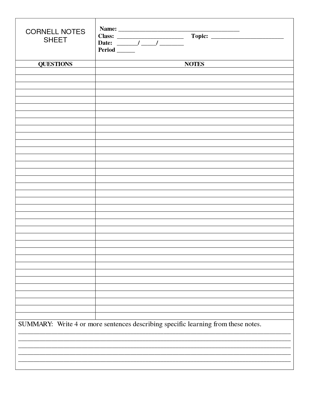 5 Best Images Of Note Taking Pages Printable Free Printable Planner Notes Page Printable