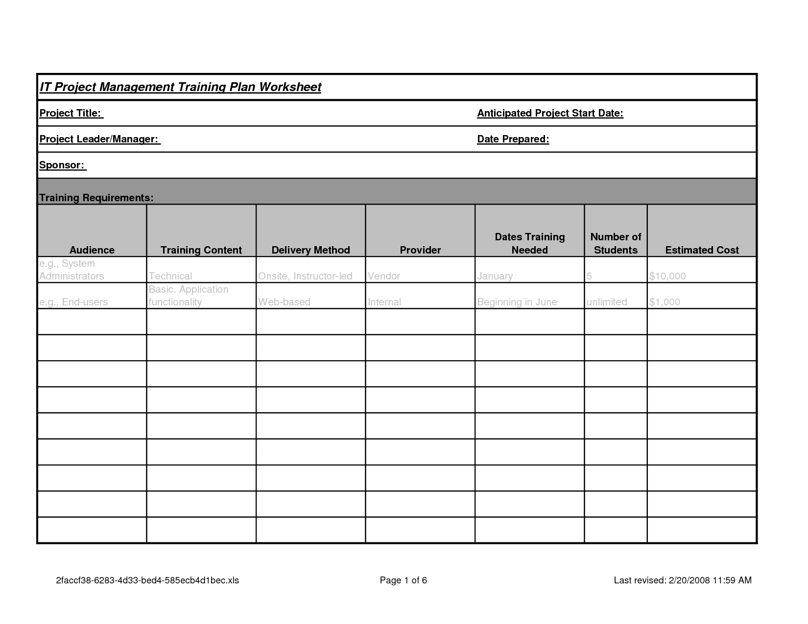 Free Printable Project Management Templates
