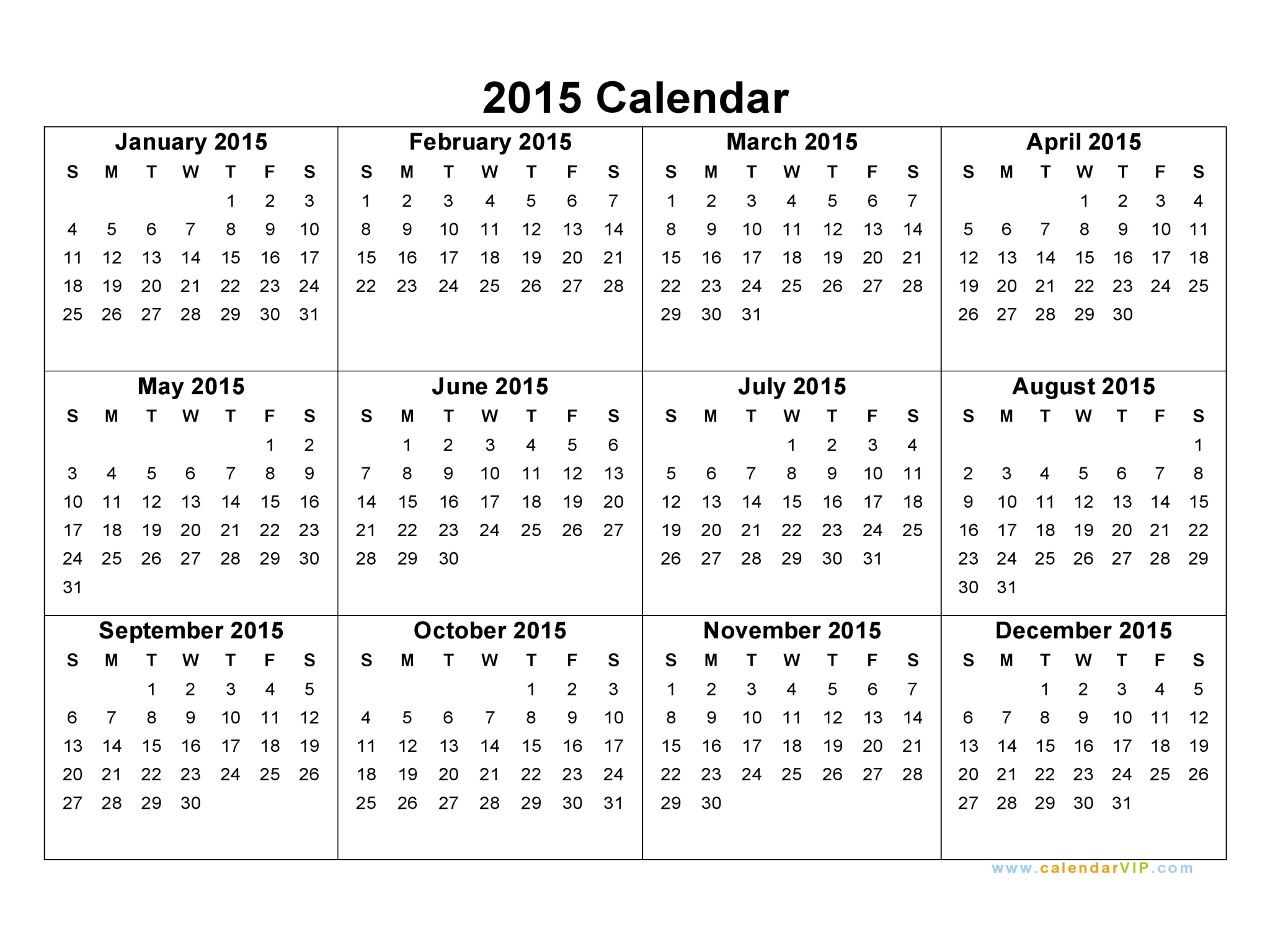 2015 monthly calendar pdf free download