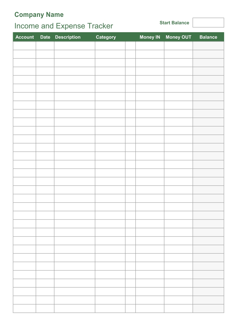 Blank Expense Tracker Printable