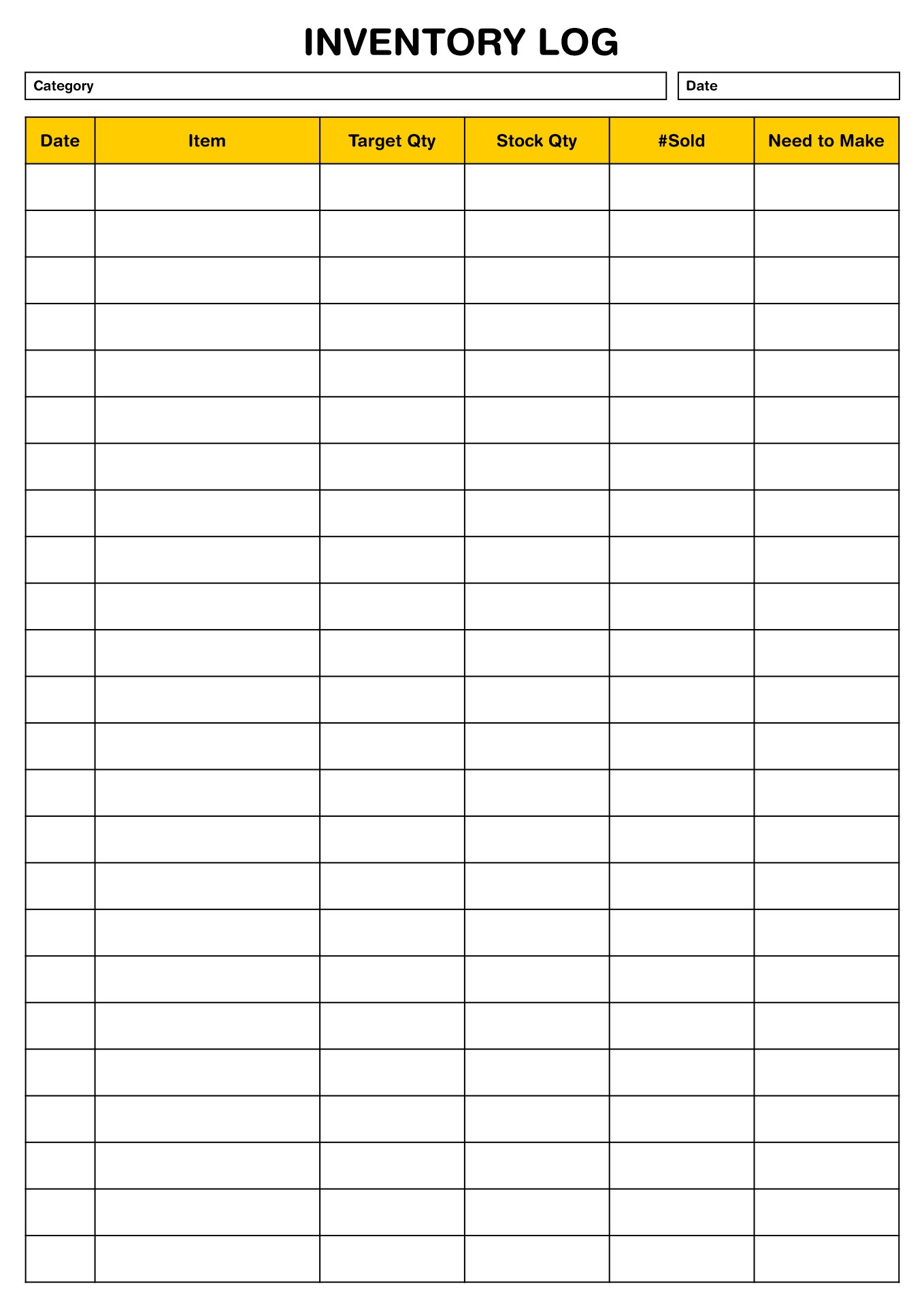 Inventory Form Free Printable Printable Forms Free Online