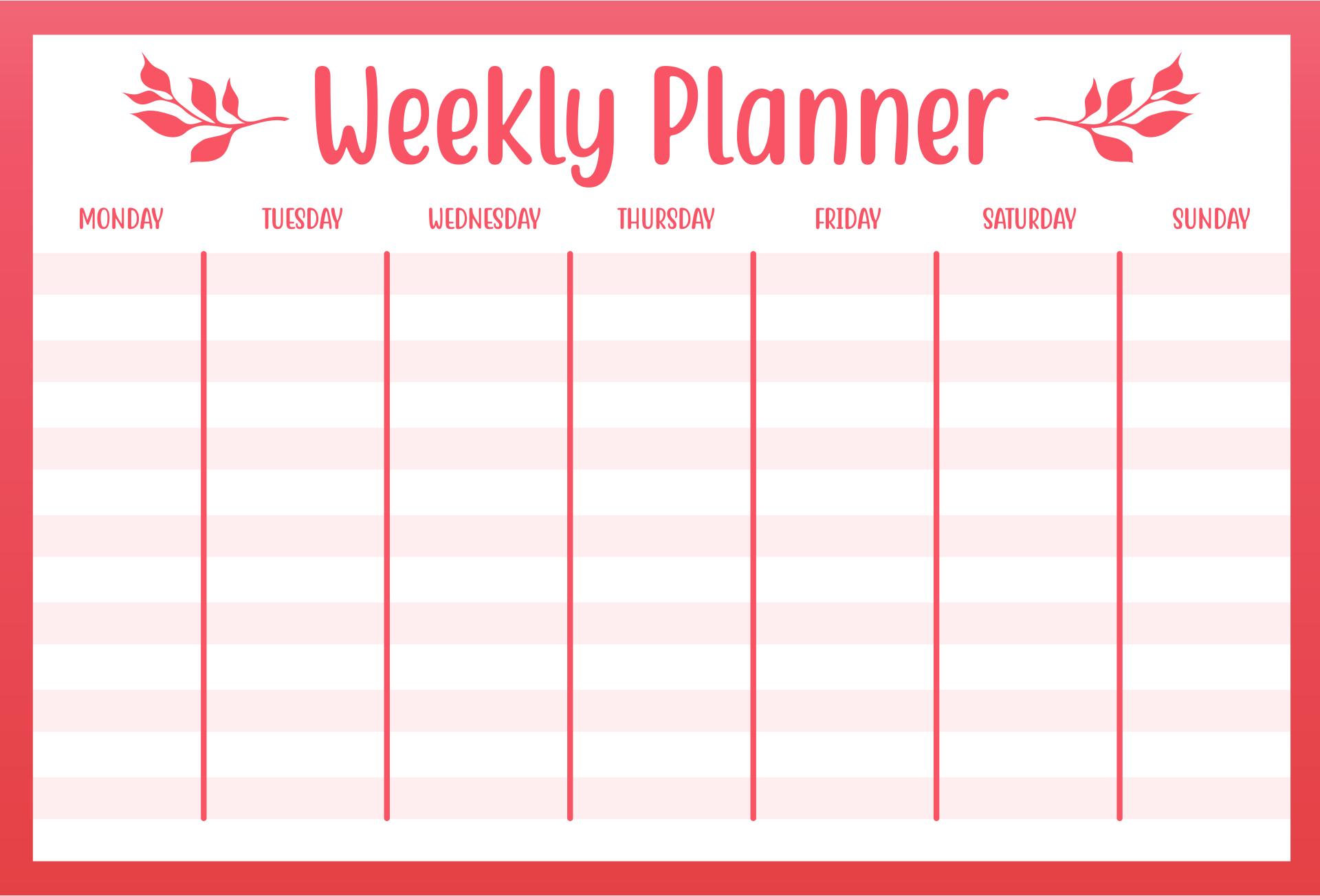 Weekly Schedule Free Printable