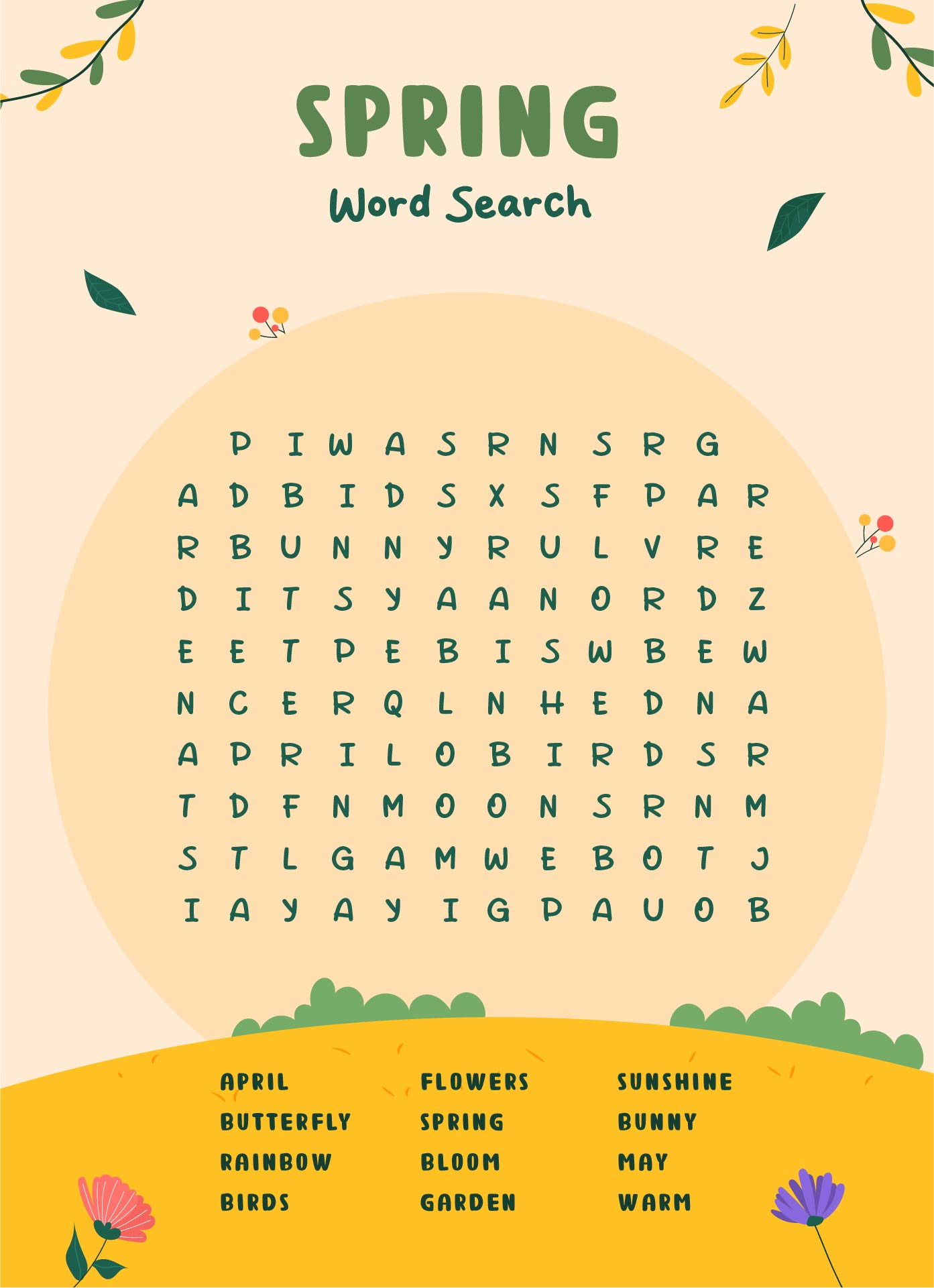 6 Best Images Of Printable Spring Worksheets And Word Search Puzzle