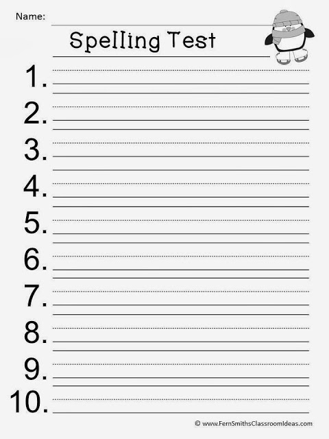 Free Printable Spelling Test Paper