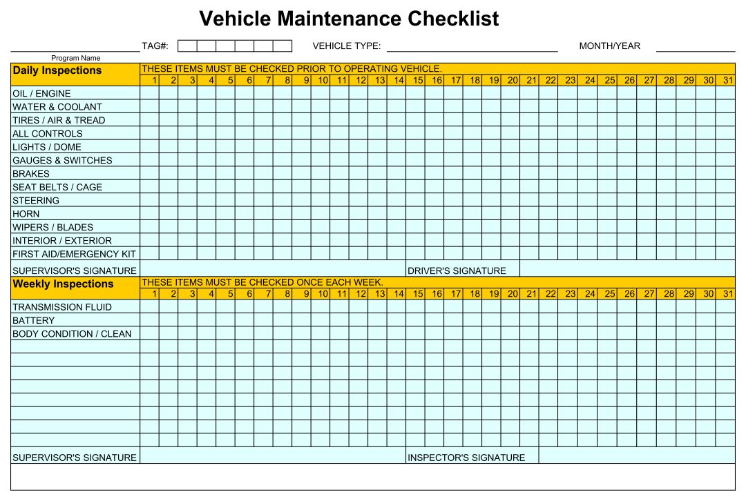 Home Maintenance Checklist Printable