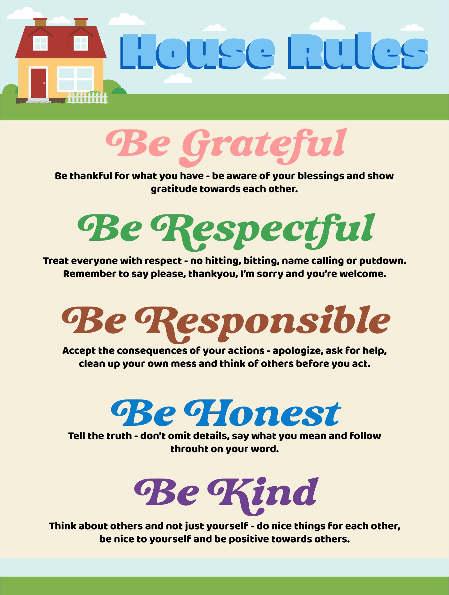 House Rules for Kids Printable That are Ambitious Roy Blog