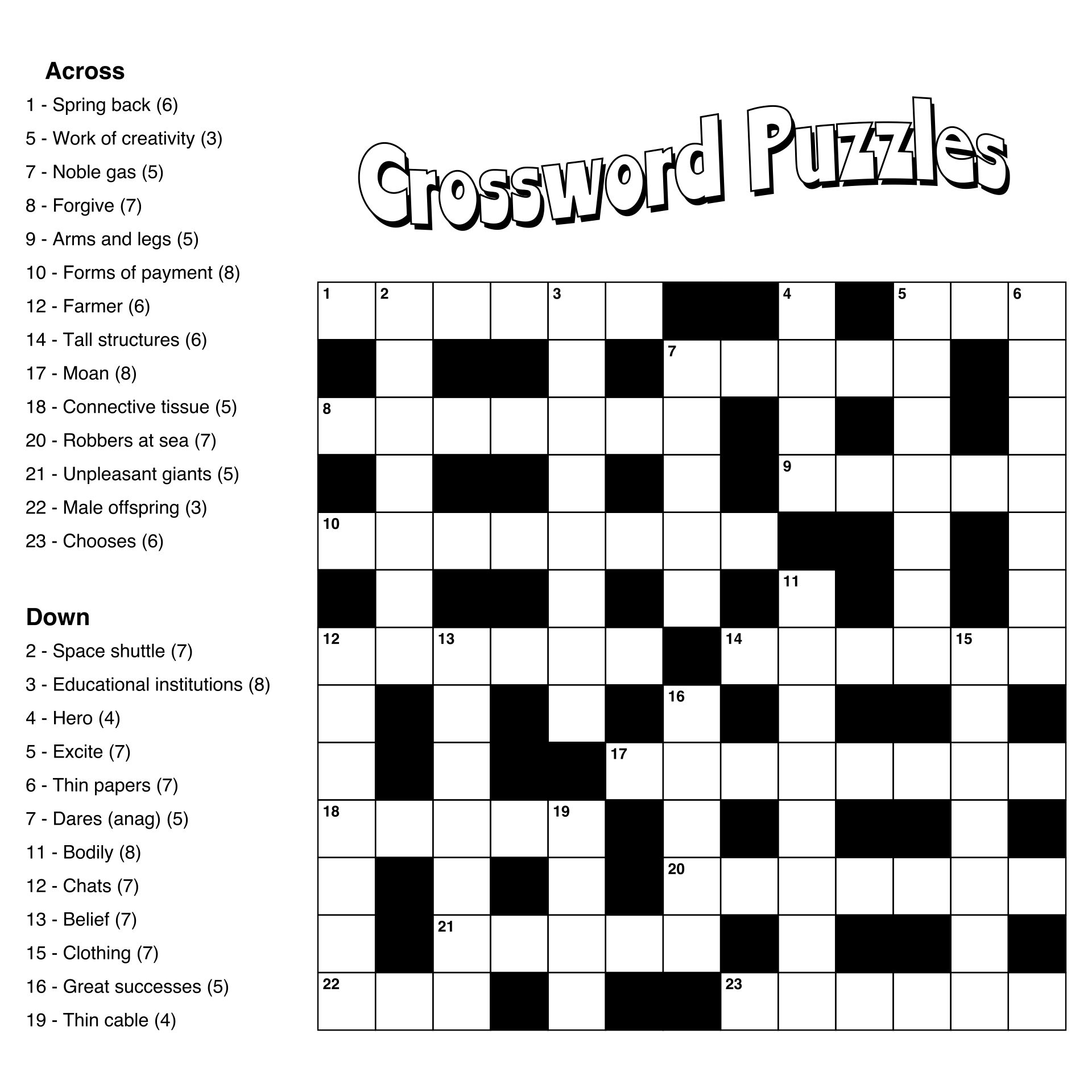 6 Best Images of Large Print Easy Crossword Puzzles Printable - Large
