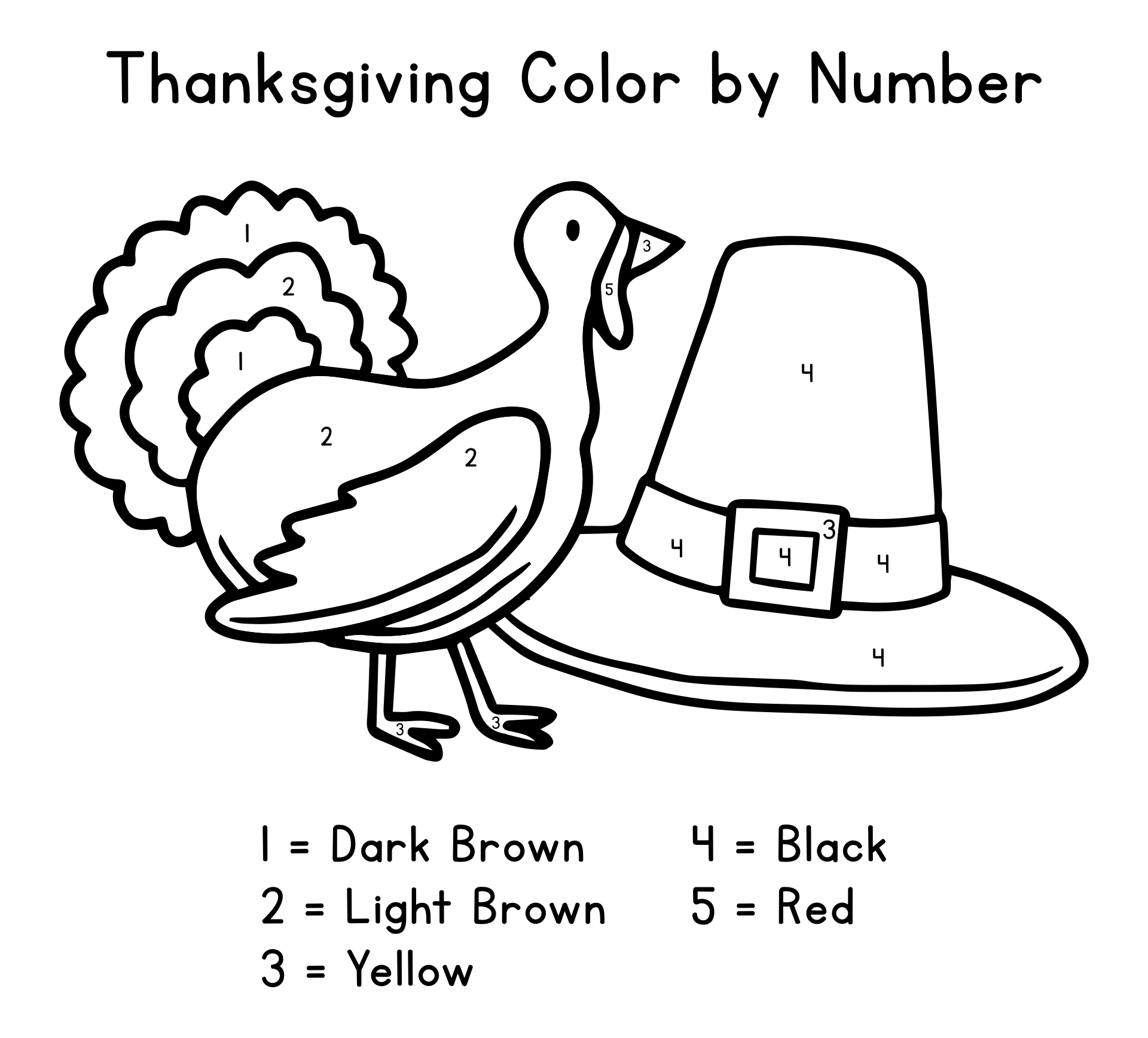 Thanksgiving Color By Number Printables Free