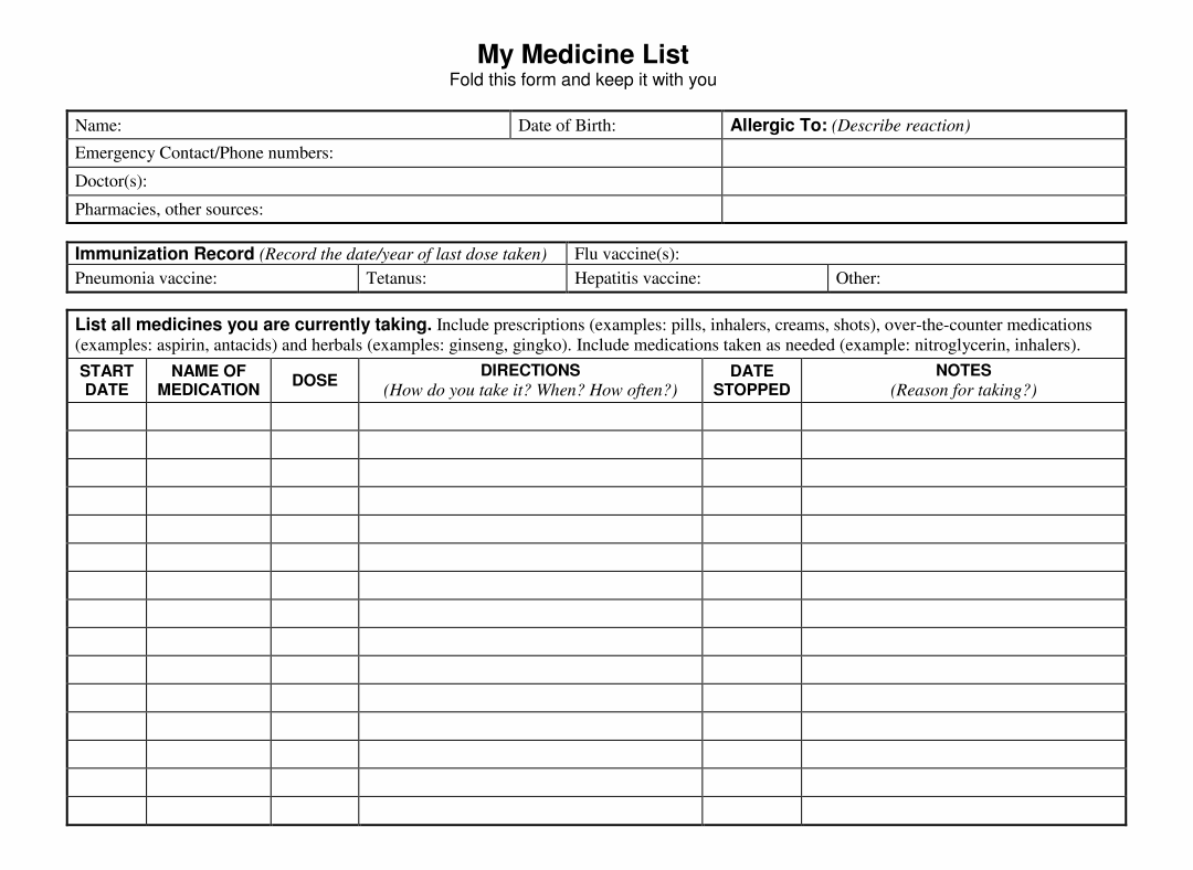 Medication Schedule Chart Printable