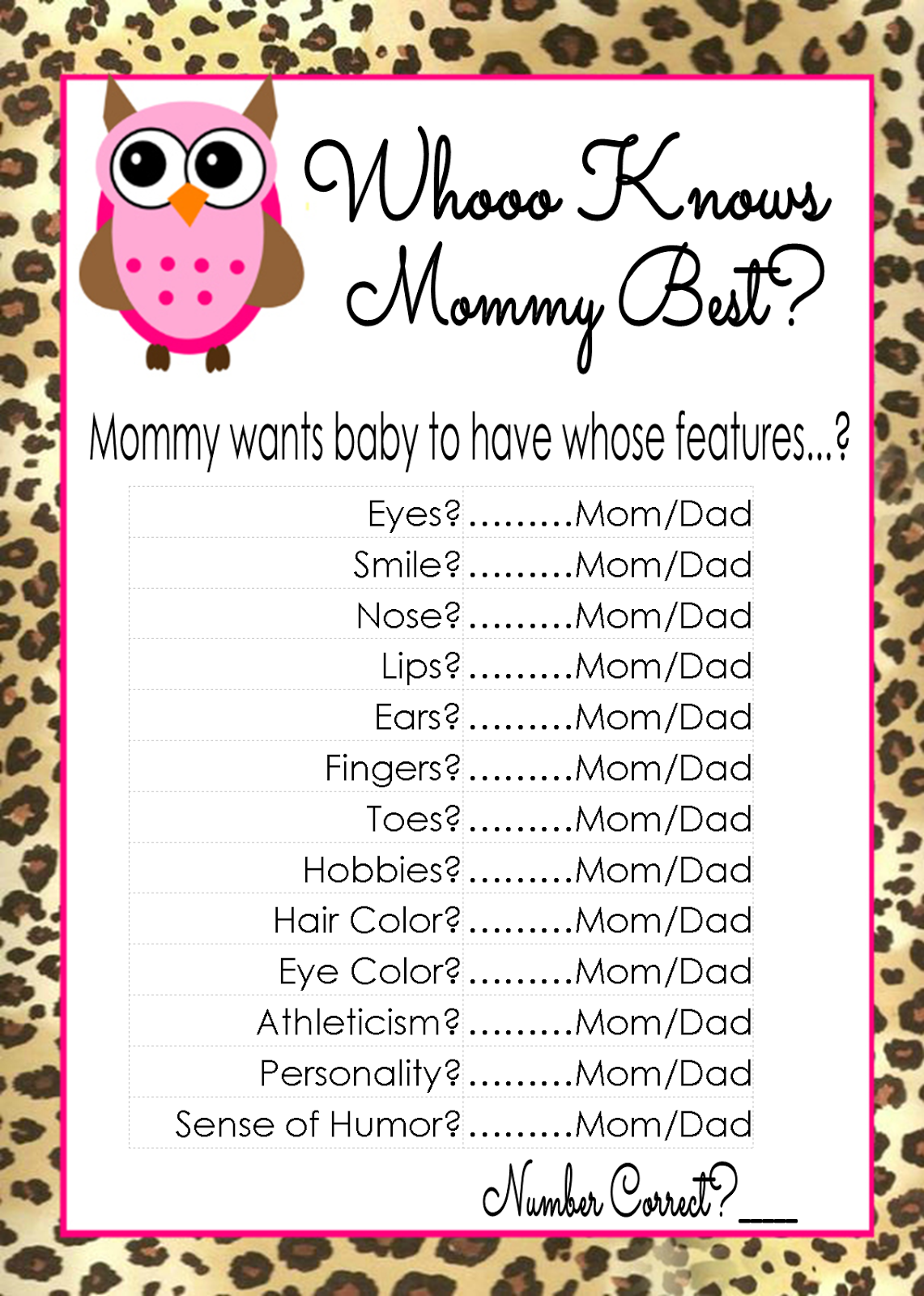 Who Knows Mommy Best Free Printable
