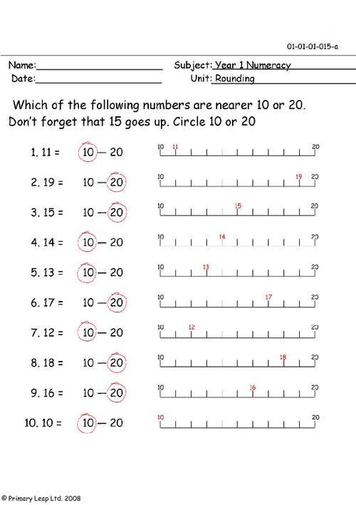 Rounding Numbers On A Number Line Worksheet