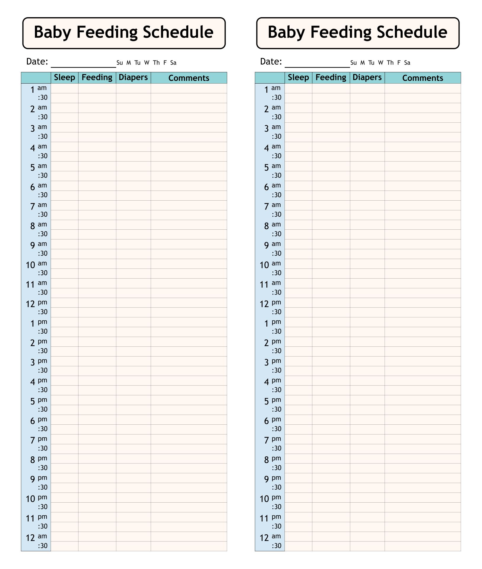 Newborn Diaper Chart