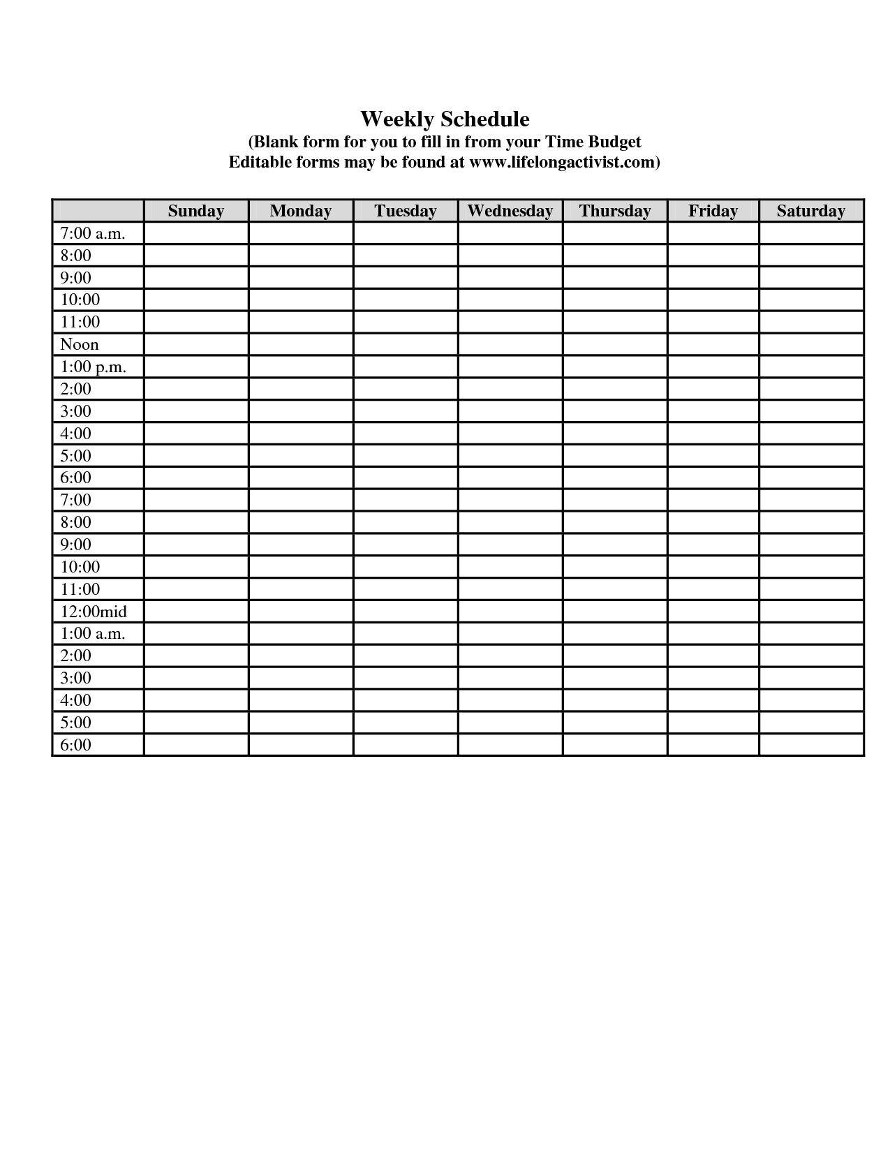 9 Best Images Of Printable Blank Weekly Employee Schedule Blank