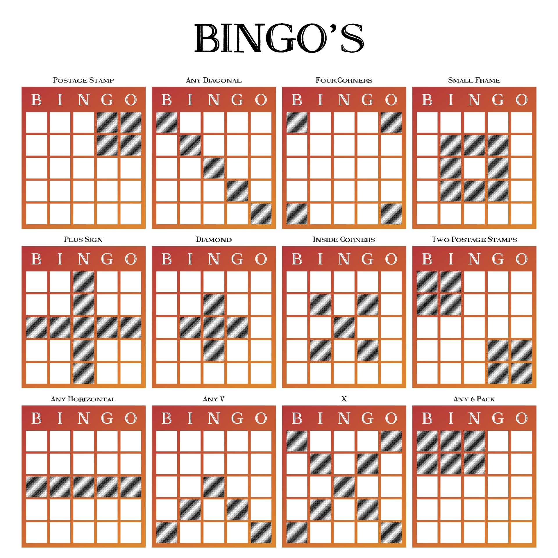 Printable Bingo Patterns Printable Word Searches