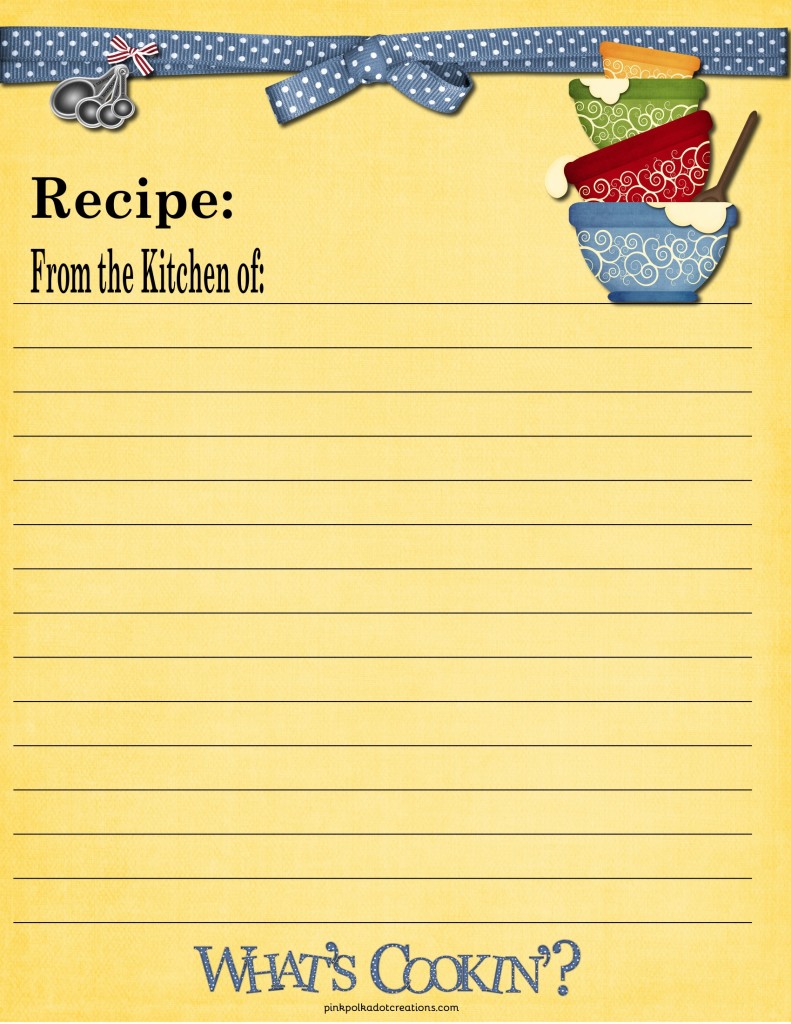 Free Printable Pink Recipe Cards