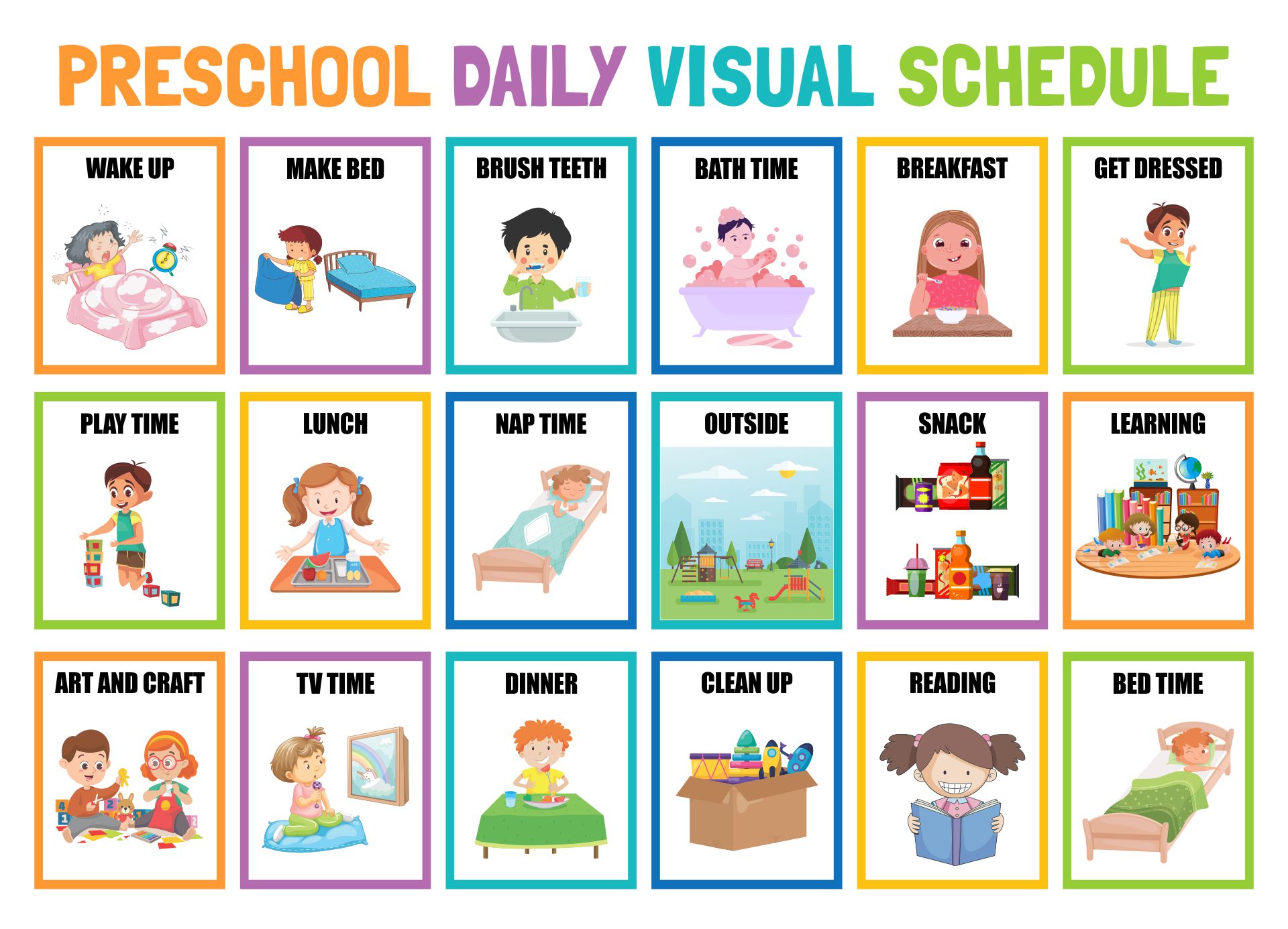 Daily Routine Picture Schedule For Preschool