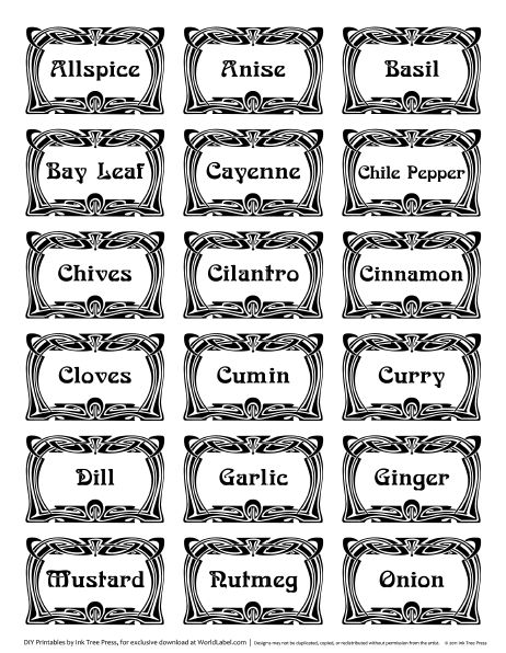 Customizable Free Printable Spice Label Template