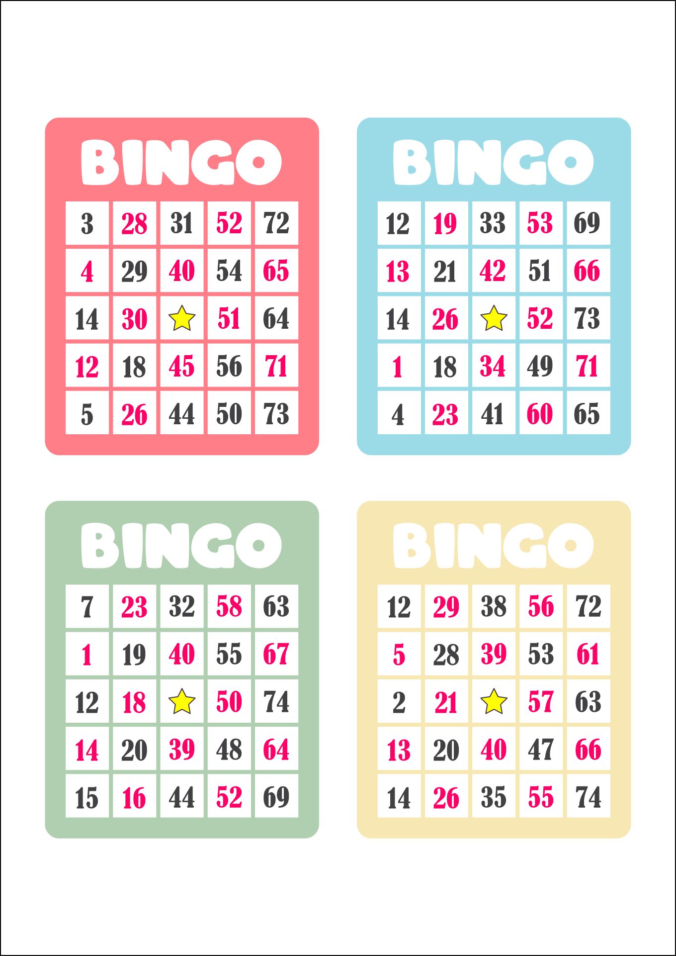 Printable Bingo Cards Free 1 75