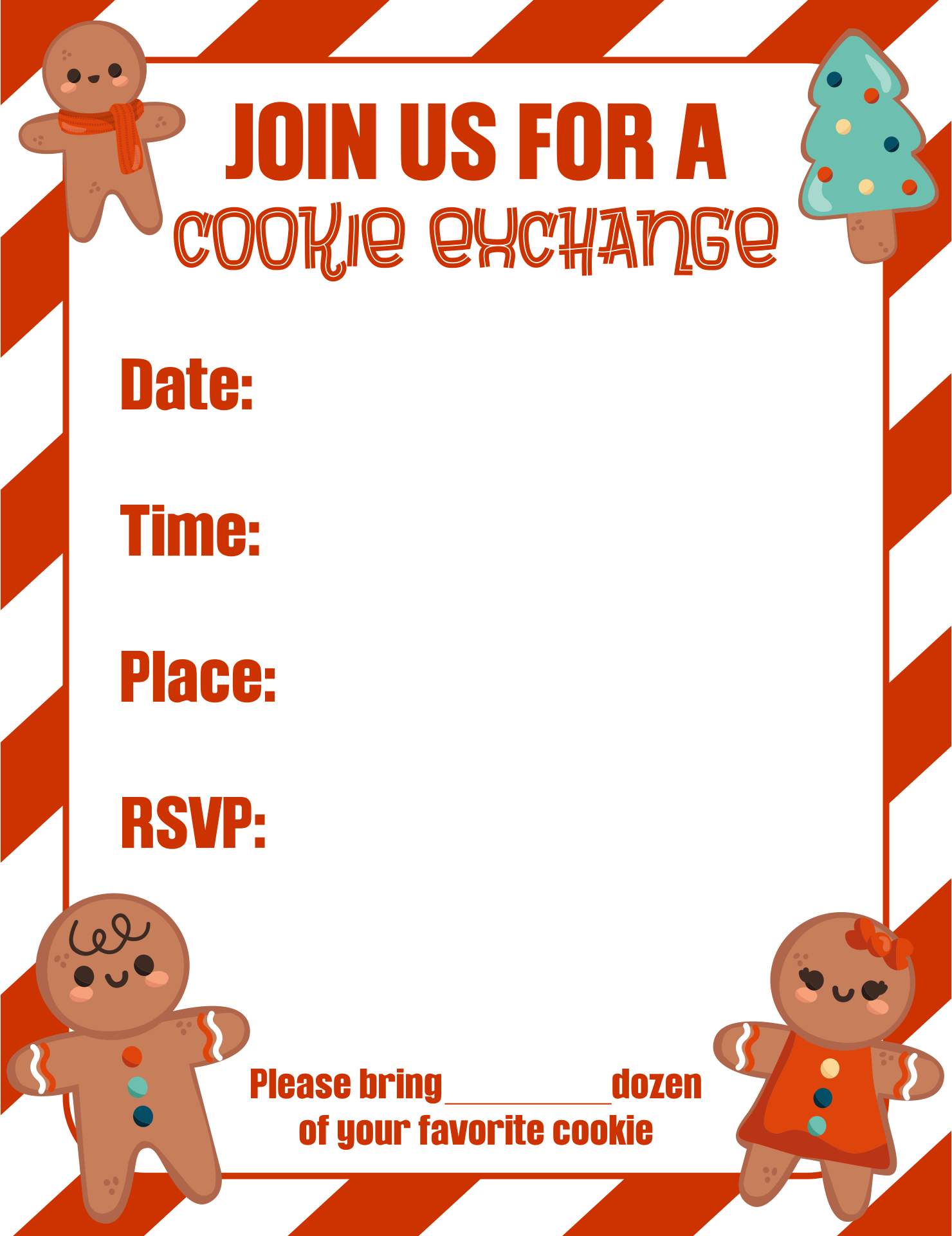 5 Best Images Of Free Printable Cookie Exchange Invitation Template Christmas Cookie Exchange