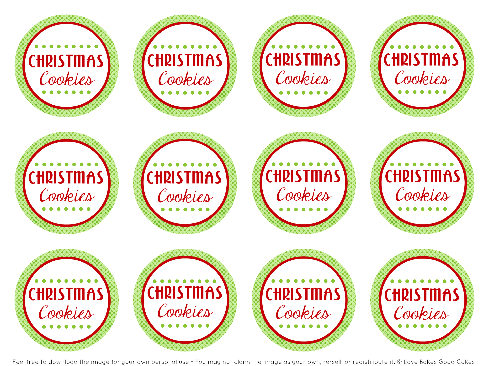 Free Printable Christmas Cookie Tags