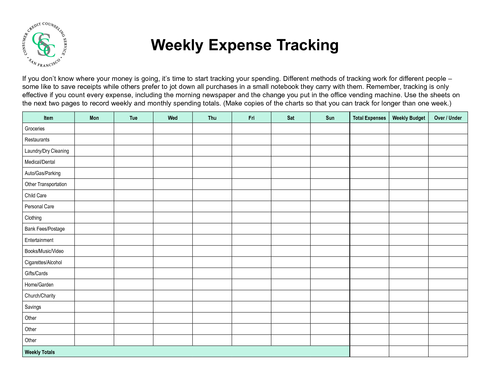 6 Best Images of Printable Household Expense Sheet Printable Monthly