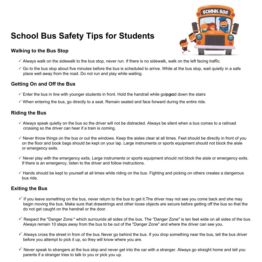 Free Printable Bus Safety Worksheets
