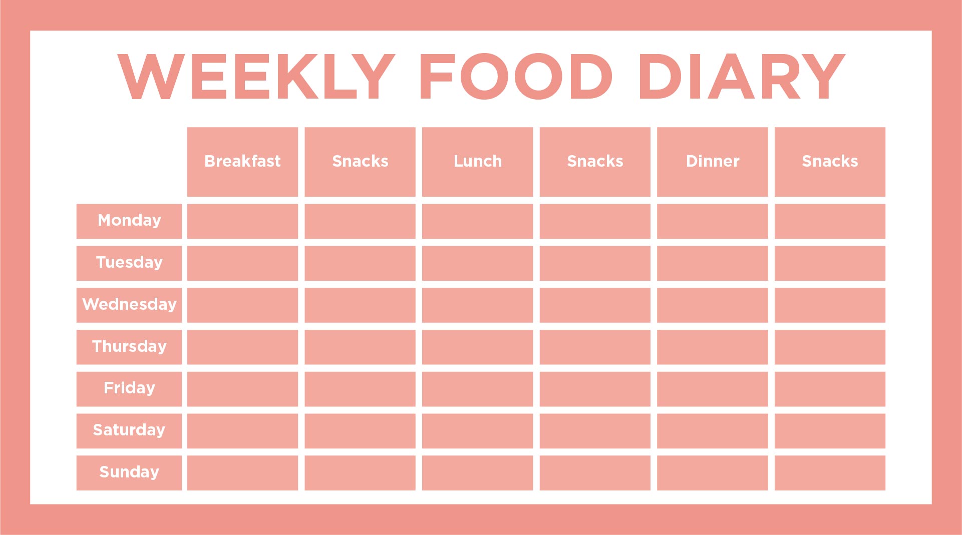 7 Best Images of Printable 7-Day Food Log 5 Meals A Day - Food Diary