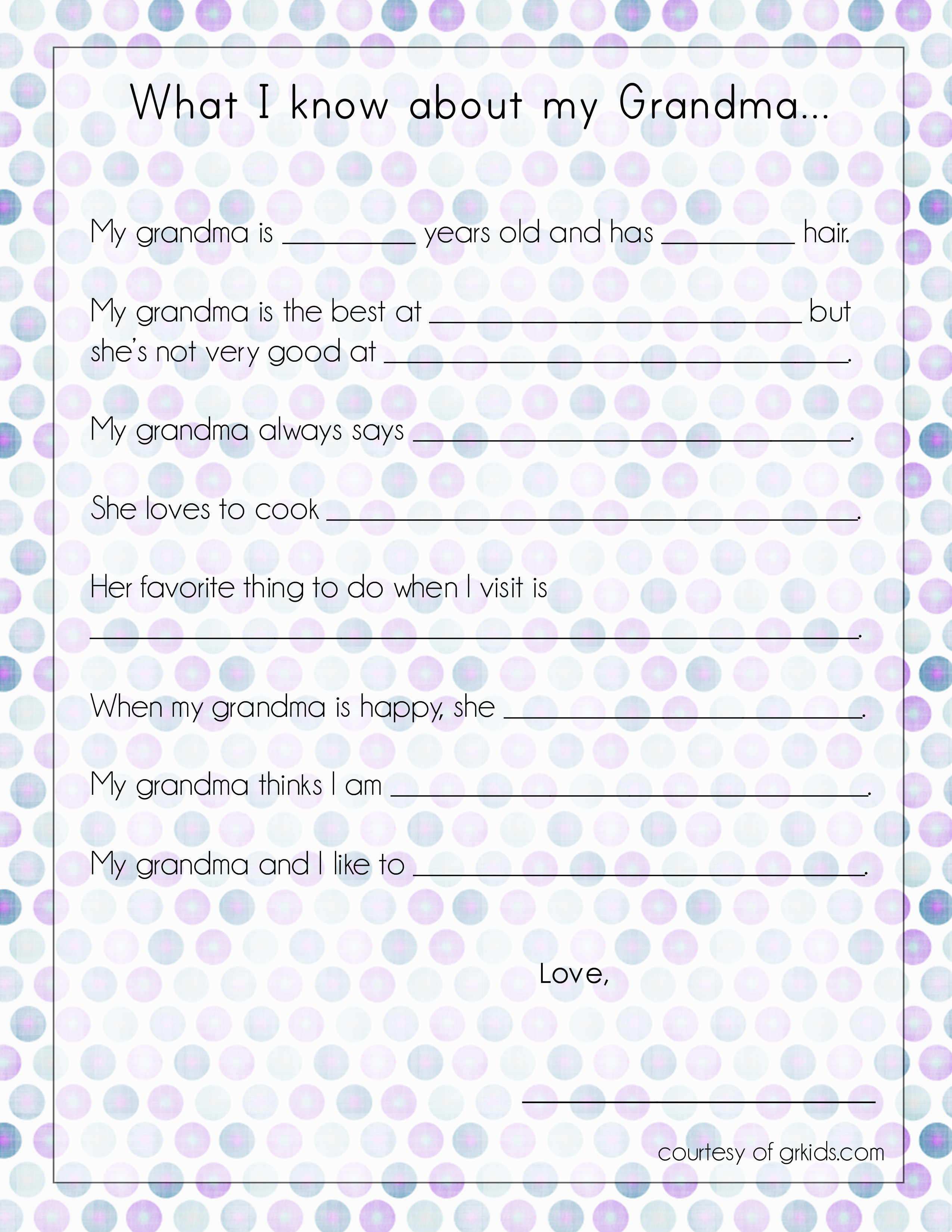 9 Best Images of My Grandma Printables All About My Grandma