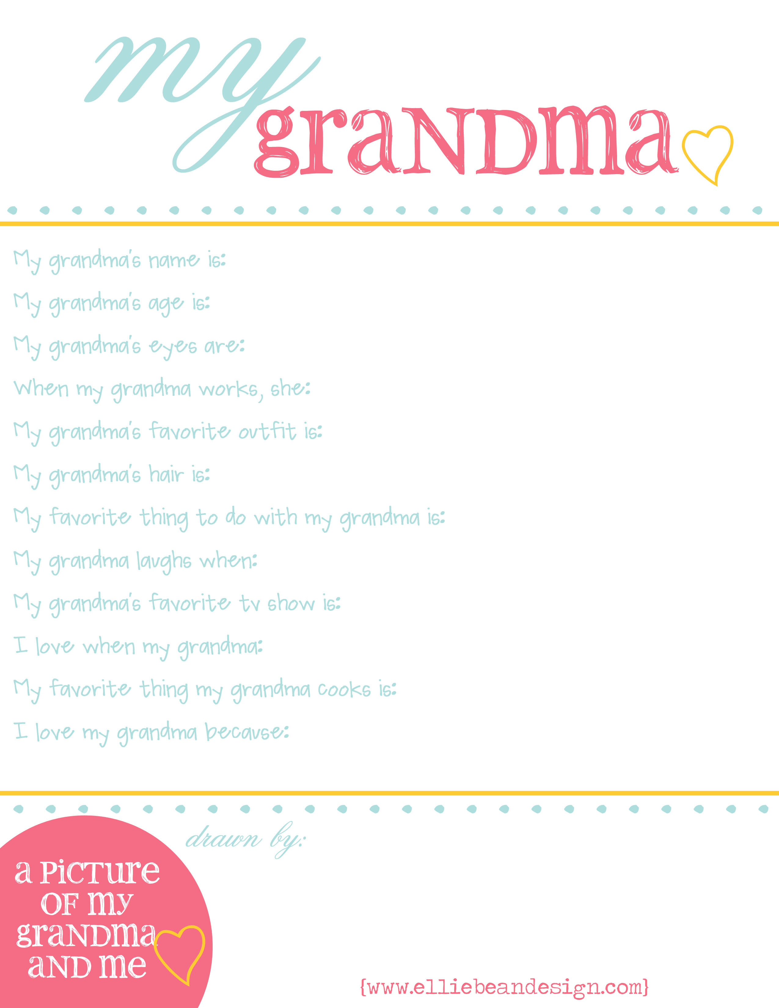 Free Printable Grandma Questionnaire
