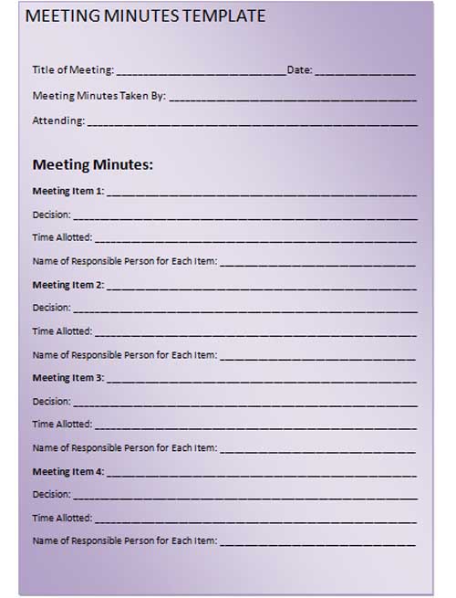 Printable Meeting Notes Template from www.printablee.com