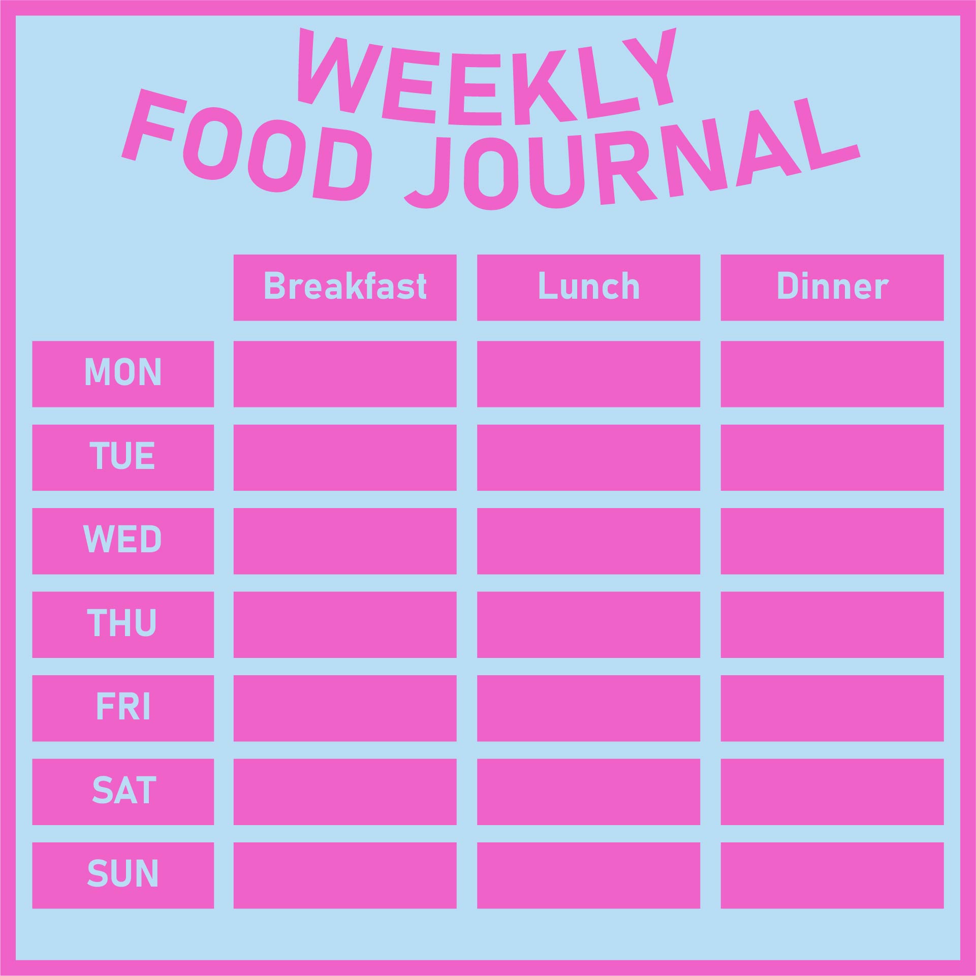 7 Day Food Diary Example