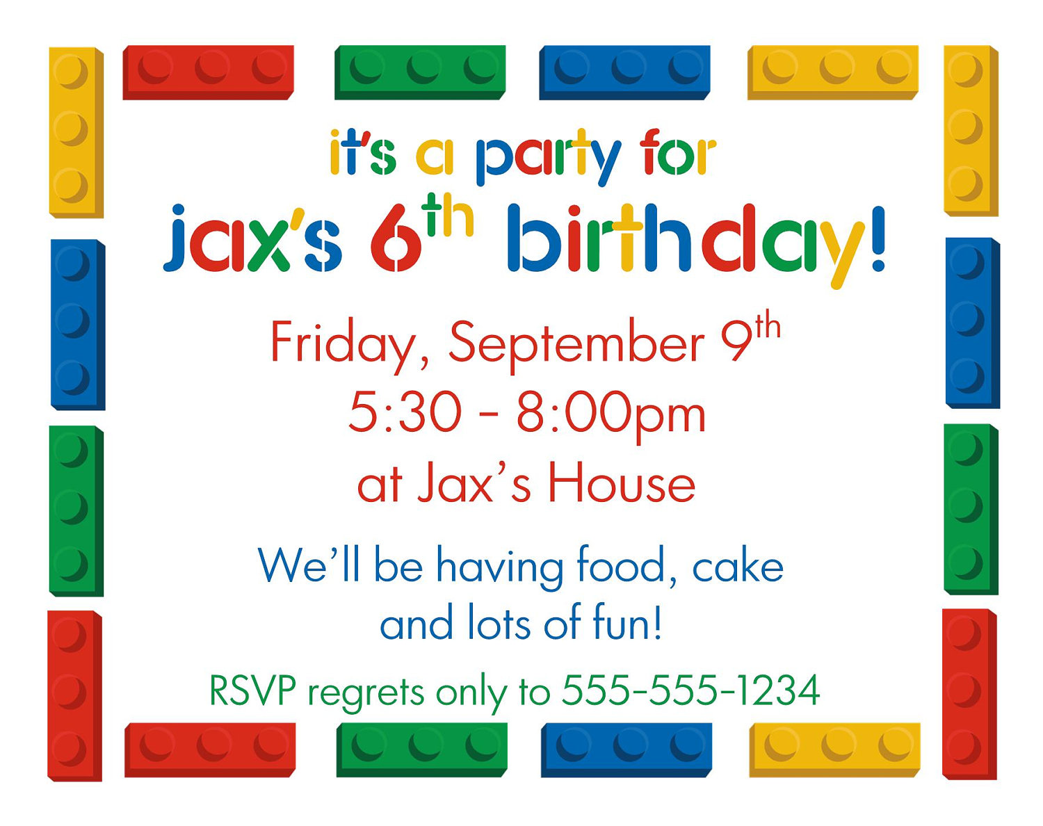 Editable Lego Birthday Invitations Templates Free