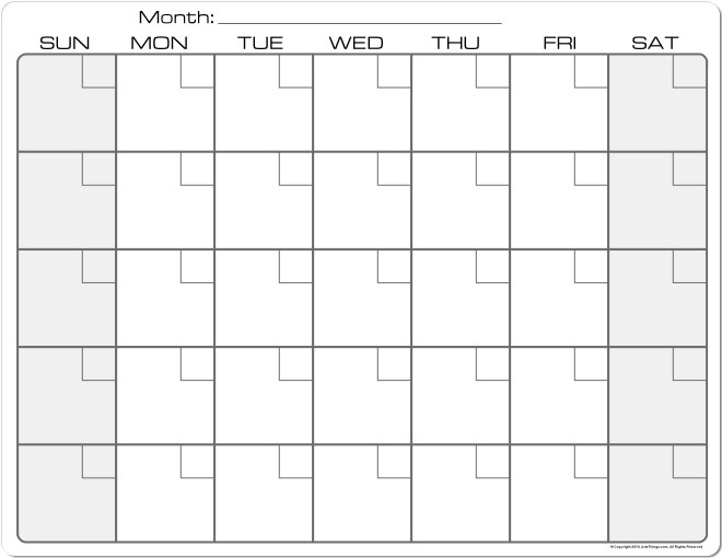 7 Best Images of Blank Printable Calendar 2016 8.5 X 11 Blank