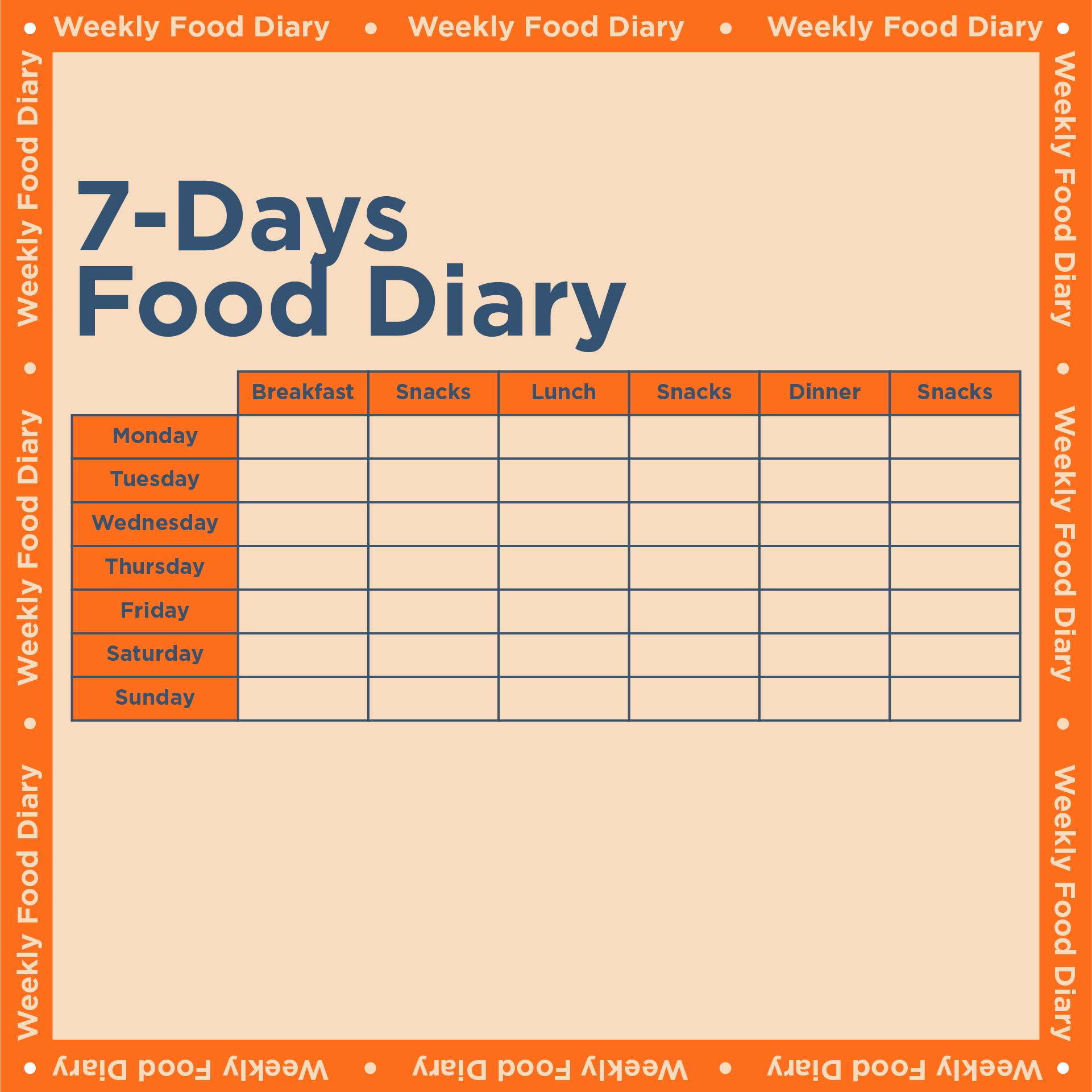 Free Food Log Template from www.printablee.com