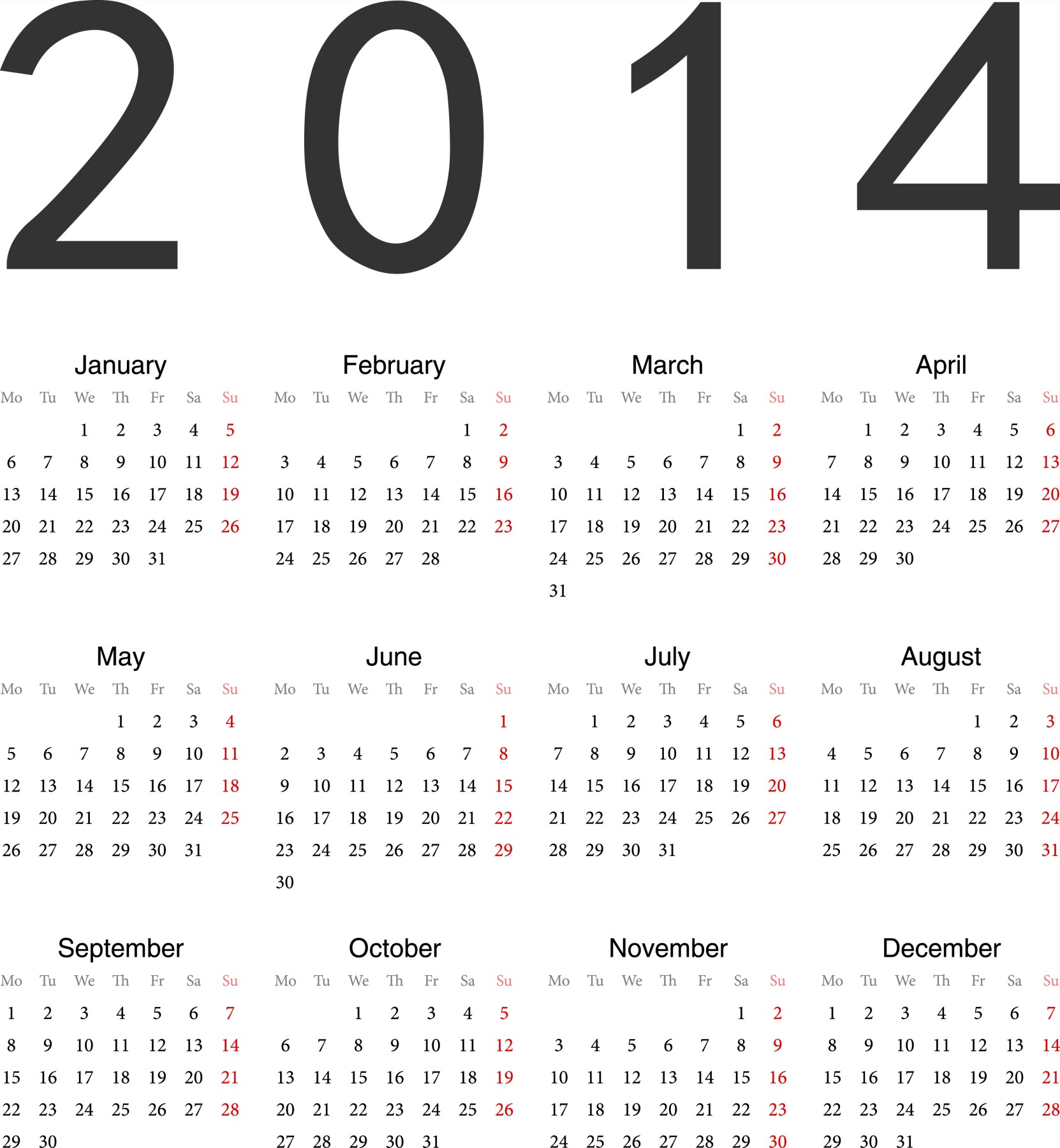 4 Best Images Of 2014 Calendar Printable Large Print July 2015 
