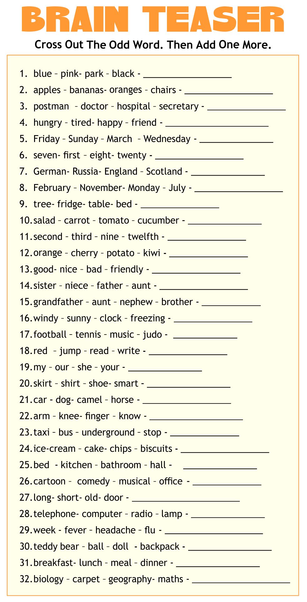 Free Printable Activity Worksheets For Adults