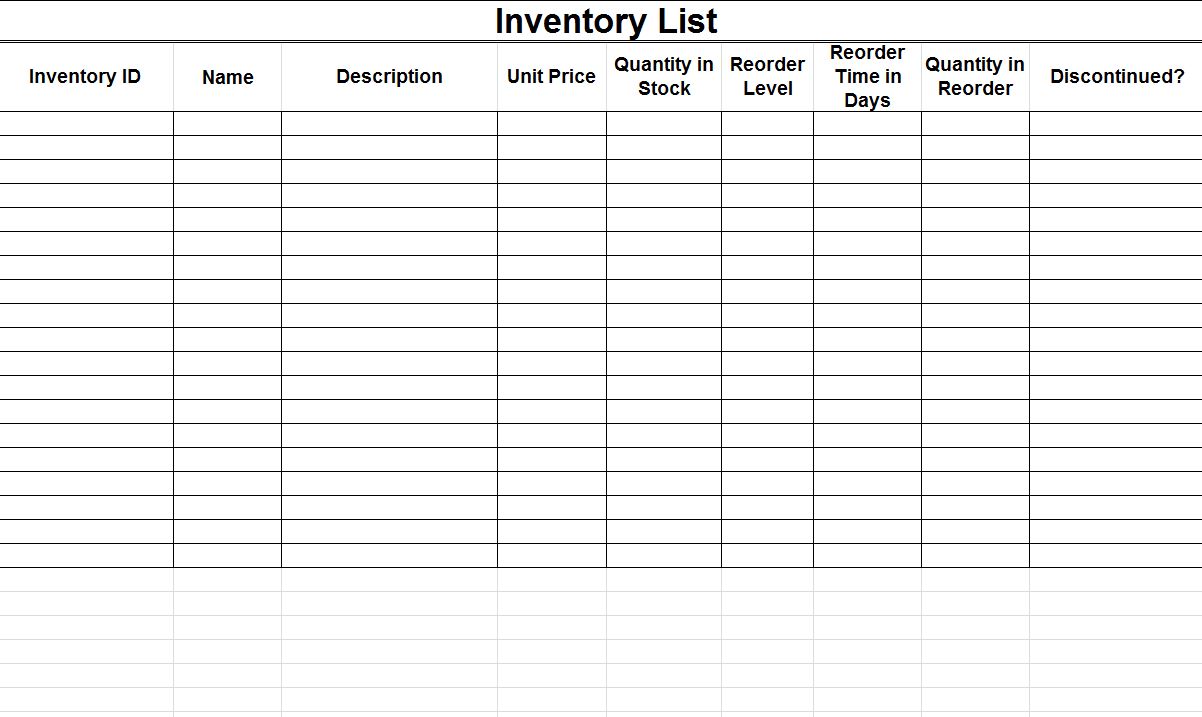 7 Best Images of Free Printable Inventory Spreadsheets Templates - Free