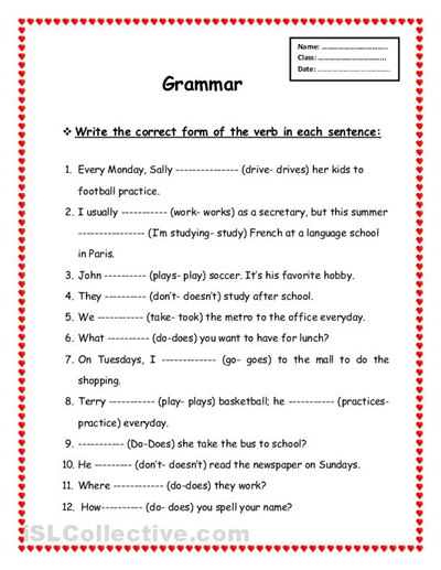 free printable grammar worksheets_208170