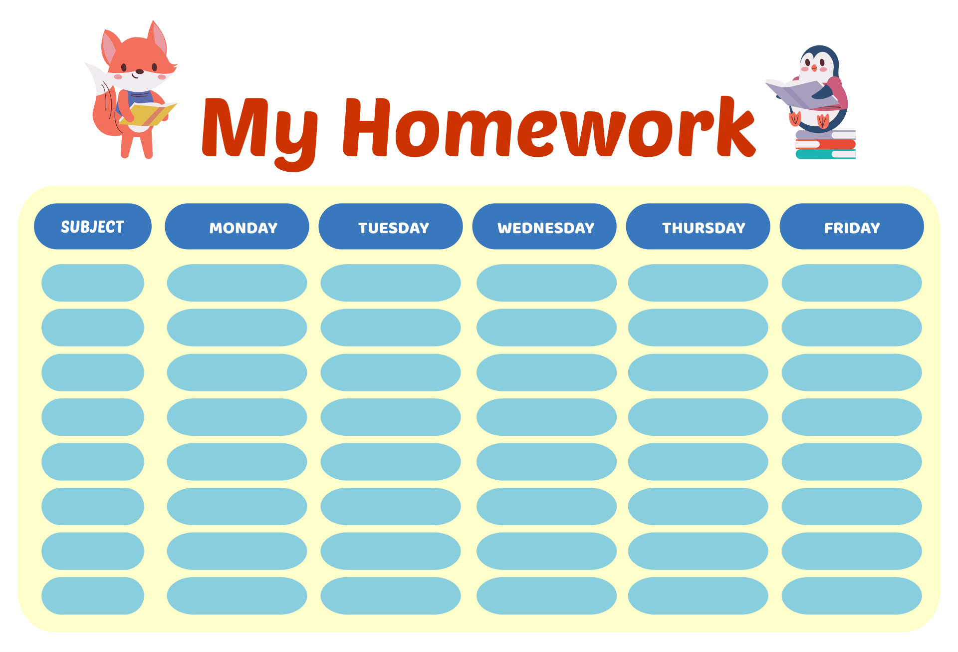 Printable Homework Charts Lovetoknow Homework Chart H