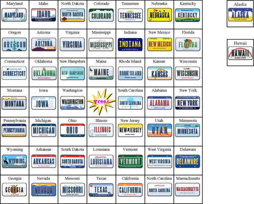 5 Best Images Of Free Printable License Plate Bingo License Plate Bingo Printable Free Road Trip License Plate Game Printable And License Plate Bingo Game Printablee Com